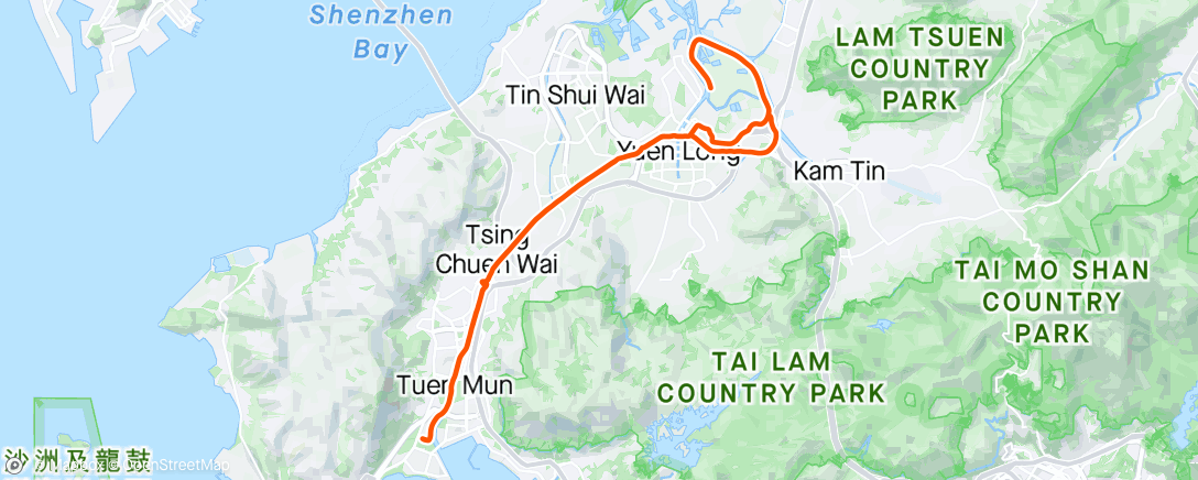 Map of the activity, 晚間騎乘