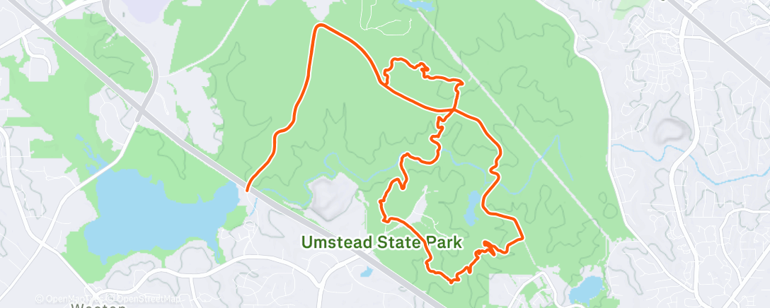 Map of the activity, Couple hours at Umstead