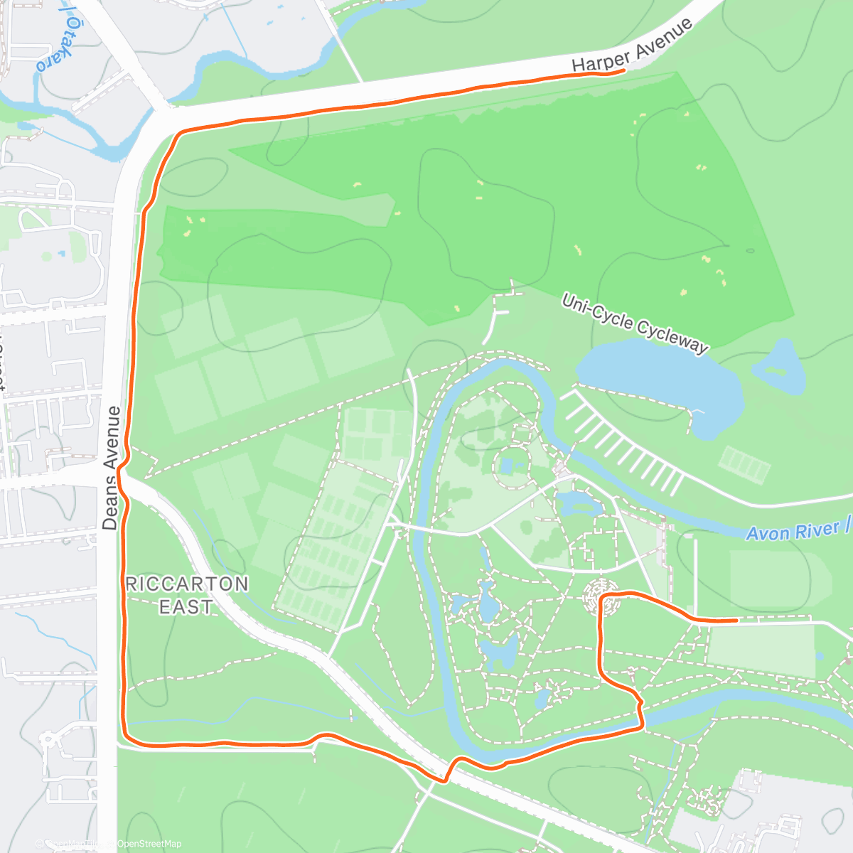 Map of the activity, Evening jog botanical gardens