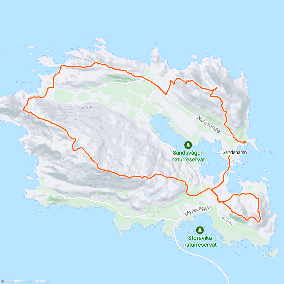 Map of the activity, 7-topps tur på Sandsøya ⛰️ 2024