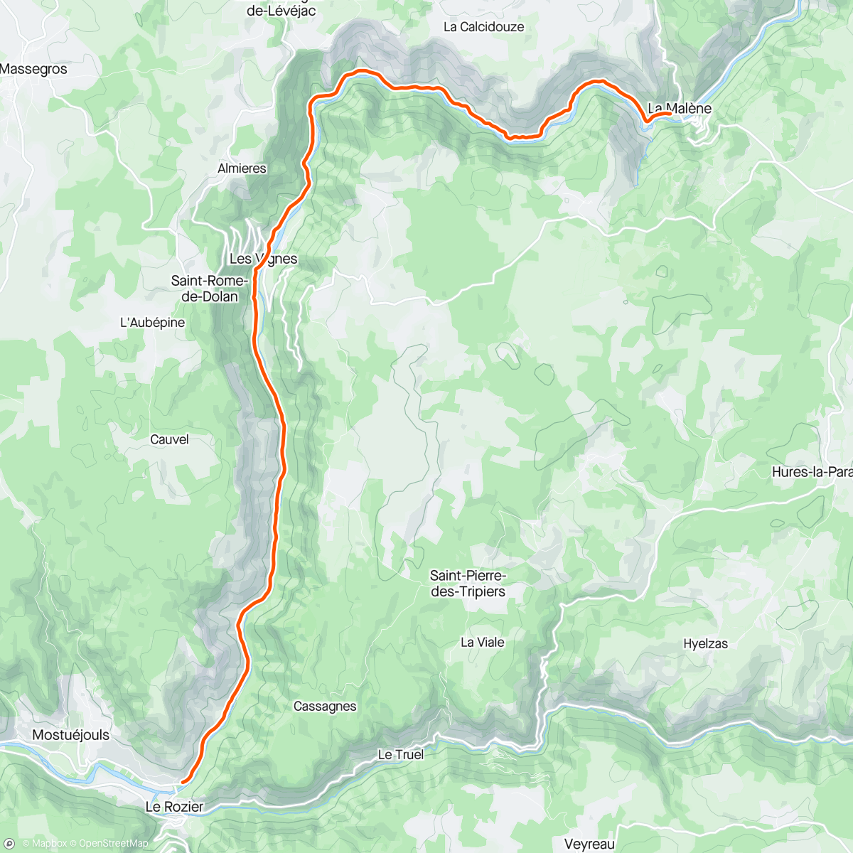 Map of the activity, Kinomap - Gorges du Tarn 😍