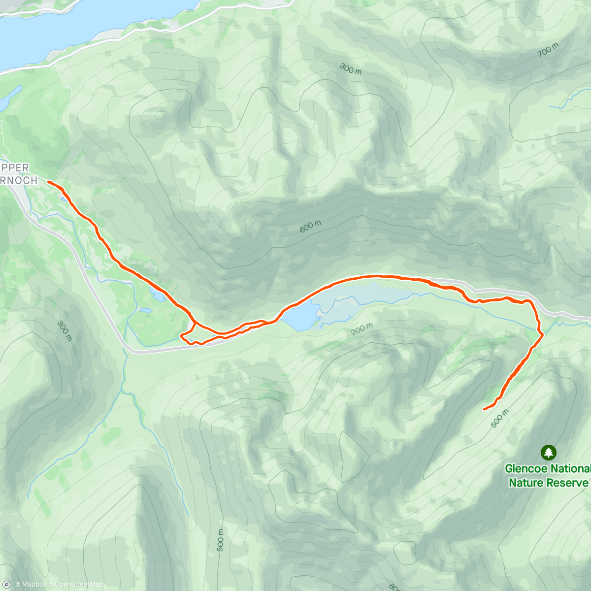 Map of the activity, Up the Coe and into the Lost Valley