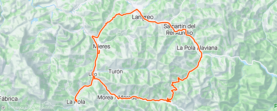 Map of the activity, Pola, Mieres , San Tirso, collaona .