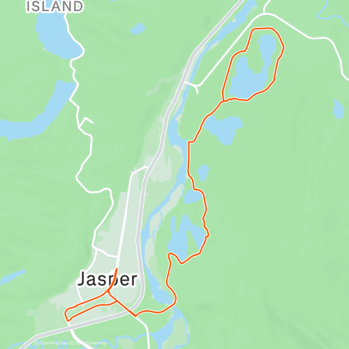 Jasper Canadian Rockies Half Marathon 21.2 km Road Running Route on