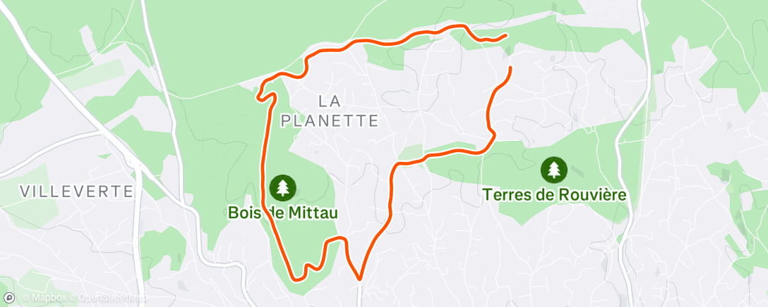 Map of the activity, Course à pied dans l'après-midi