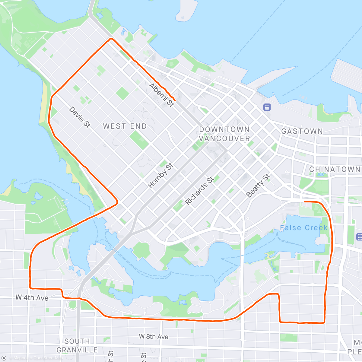 Map of the activity, Vancouver Sun Run