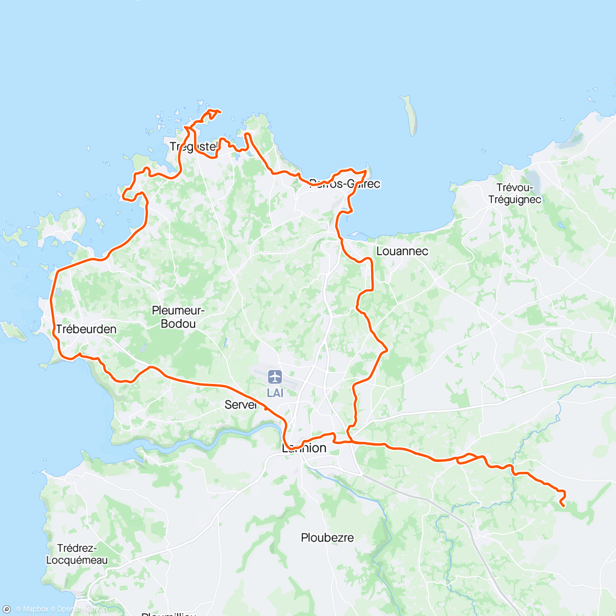 Map of the activity, Balade sur les Côtes de Granit Roses en vélo