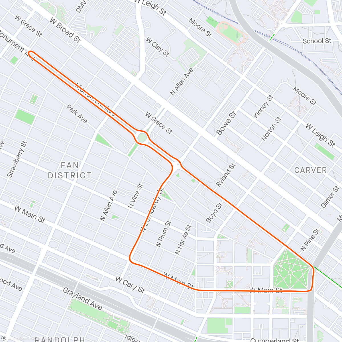 Map of the activity, Active recovery in Richmond