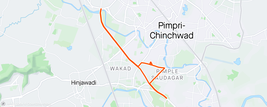 Map of the activity, Home~Rakshak Chowk~Ravet Bridge~Home