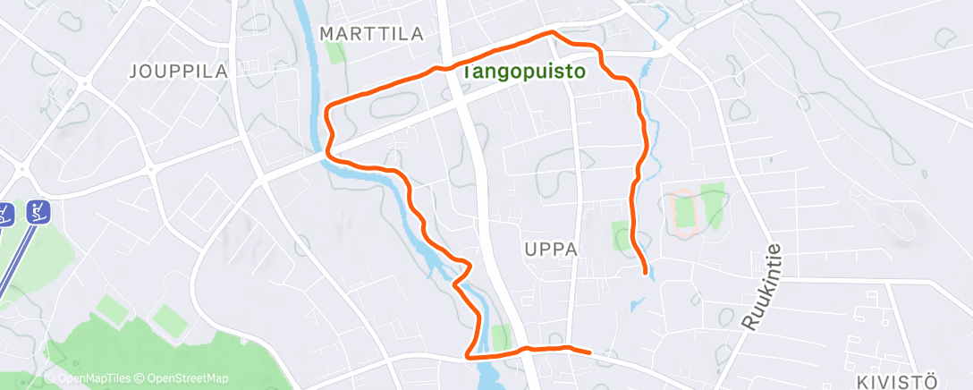 Map of the activity, Pk 1 Evening Run