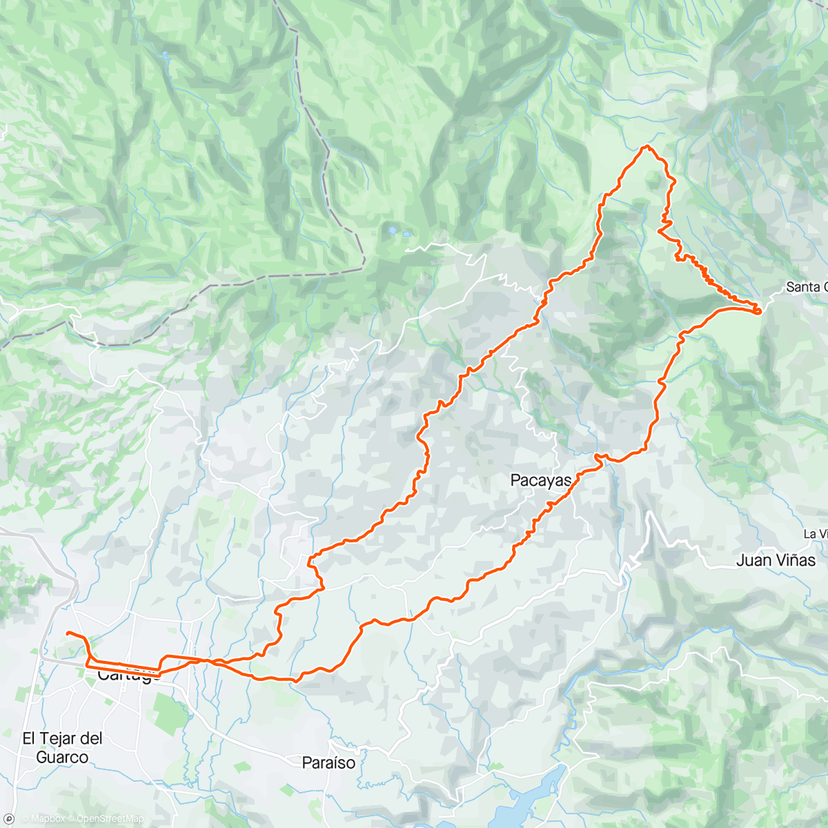 Map of the activity, Santa Rosa Volcán Turrialba Aguas