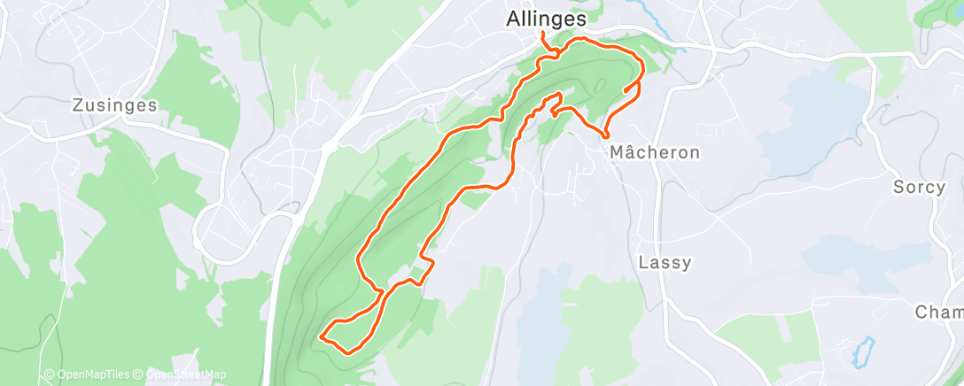 Карта физической активности (Trail dans l'après-midi)