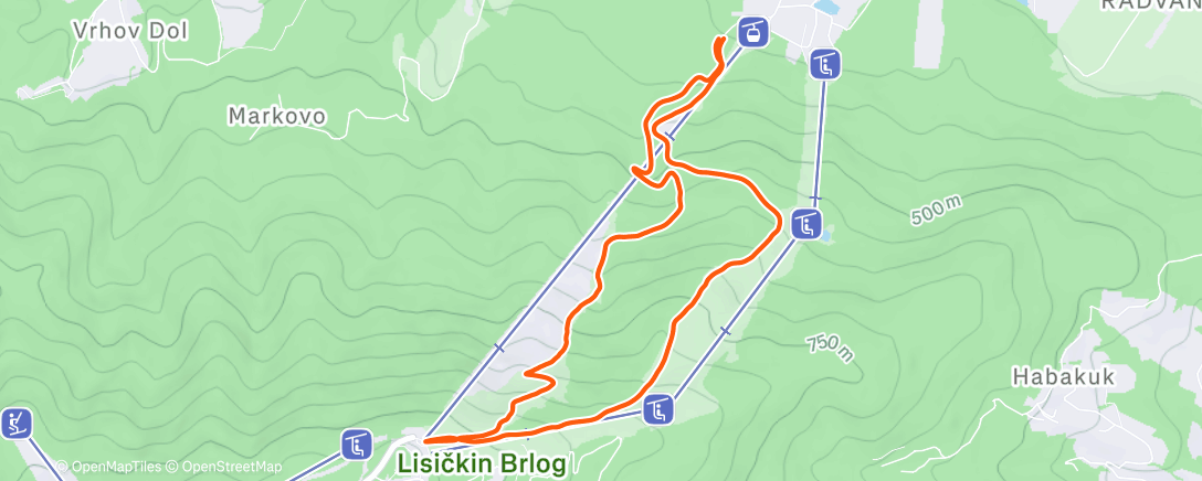 Map of the activity, Lunch Run
