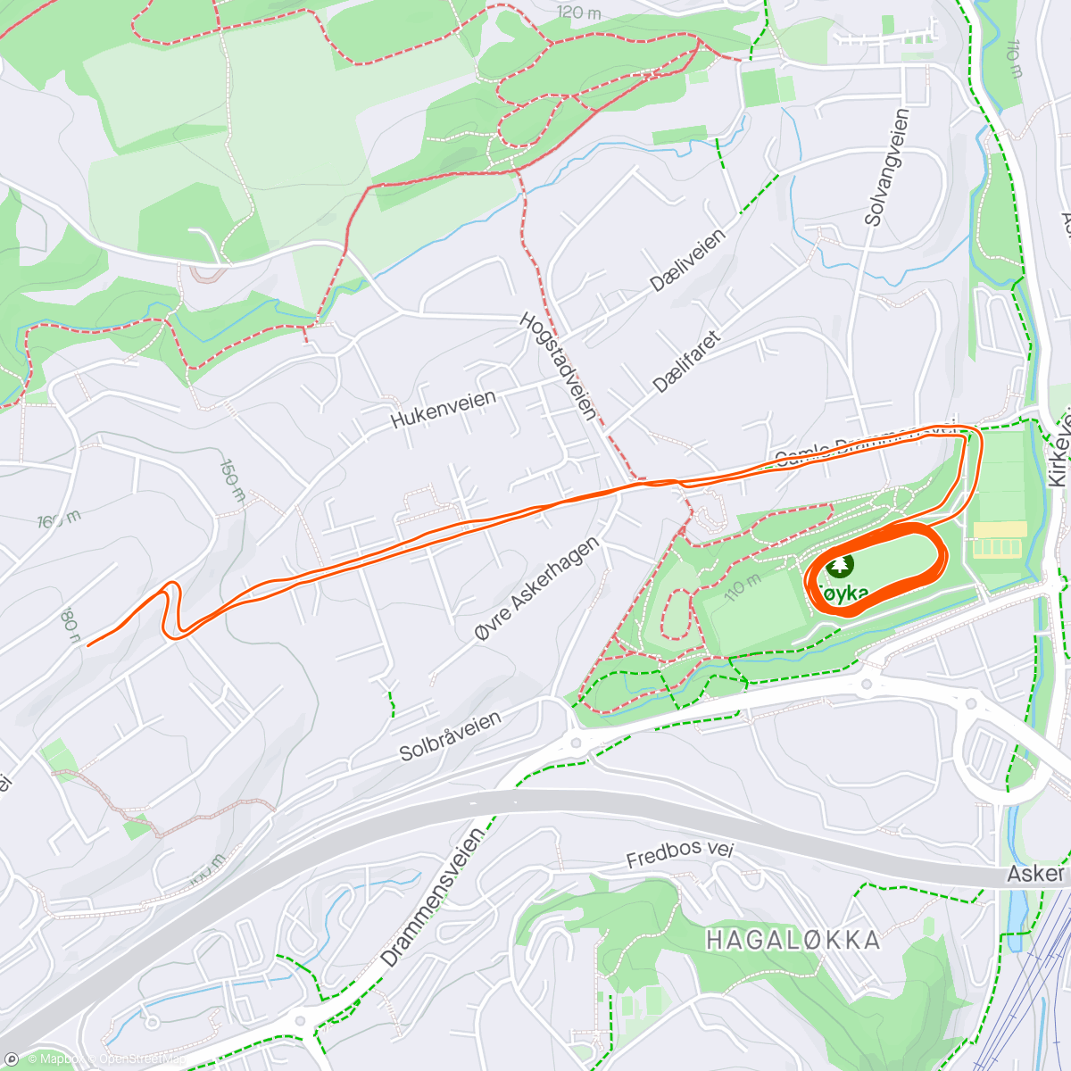 Map of the activity, 3x15 min på Føyka med Turløpergruppa