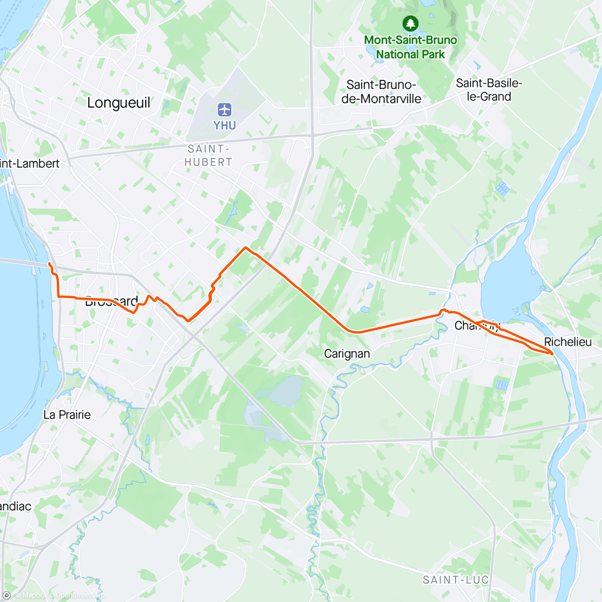 アクティビティ「Les écluses de Chambly et quelques dérangés… Brossard, Québec ⛅」の地図