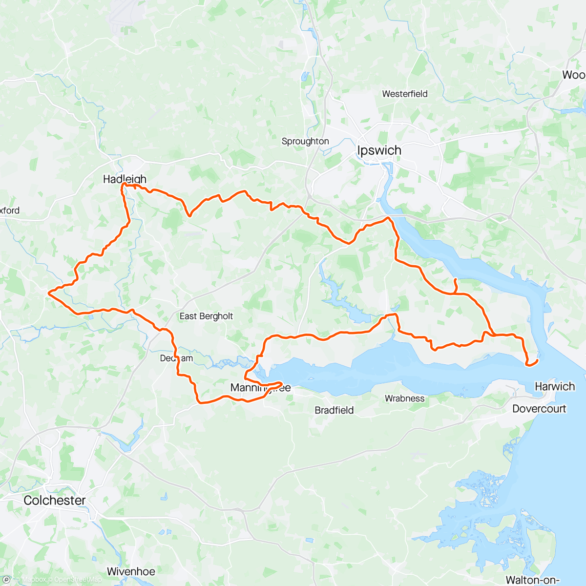 Map of the activity, Giro del South Suffolk