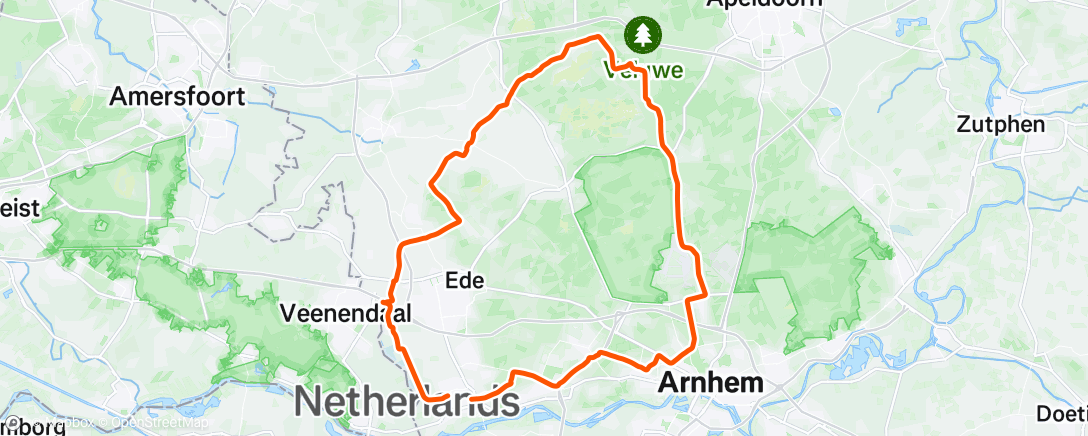 Map of the activity, Radio Kootwijk in good company and incl coffeestop Hoenderloo excl rain! :)