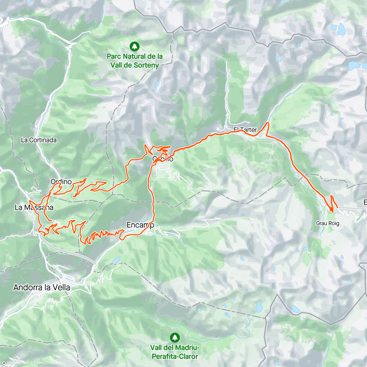 Map of the activity, Ordino - Beixalis