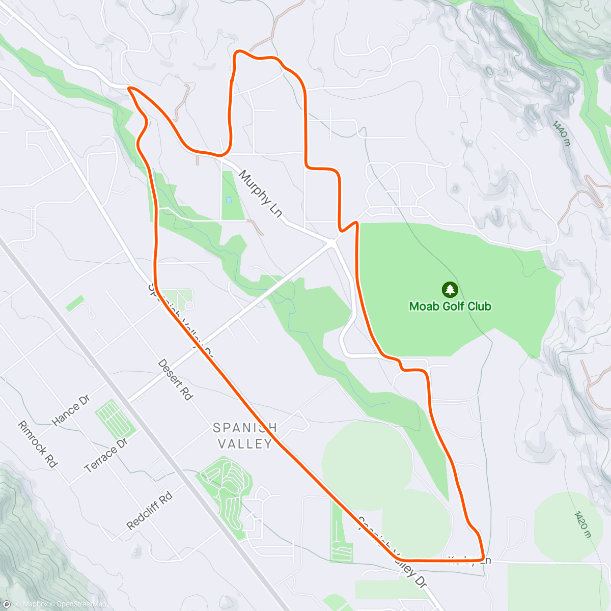 Map of the activity, East Bench tempo