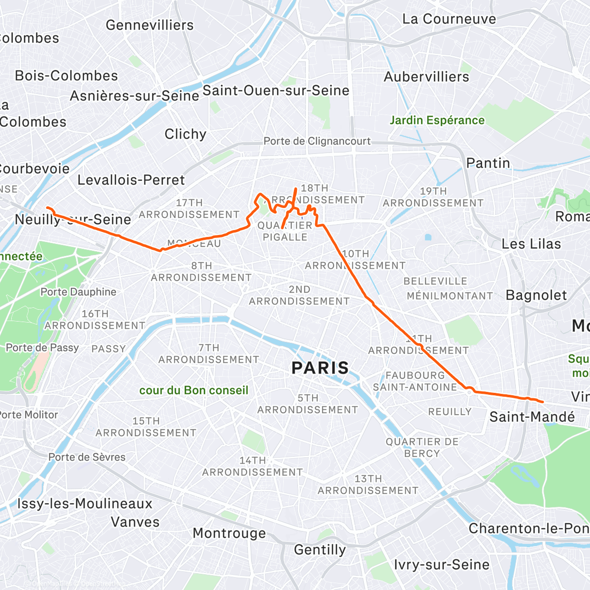 Mappa dell'attività [🏃🏻‍♂️ Retour du taff 👨🏻‍💼  2.5 W de MontMartre 📐📐 En mode verglas ⛸️❄️ • J - 17 Arc Of Attrition 🏴󠁧󠁢󠁥󠁮󠁧󠁿🪽]