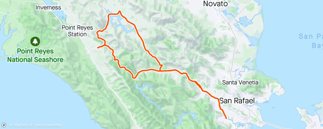アクティビティ「Inner Nicasio + Olema Climb」の地図