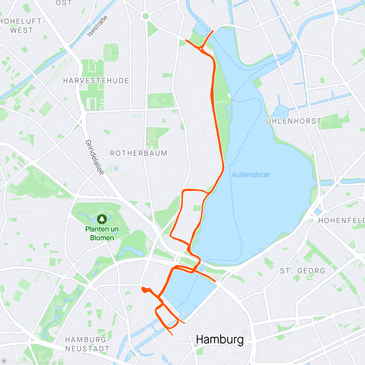 Карта физической активности (Lopen Ironman Hamburg - 3:14:57, eindtijd 9:14:28)