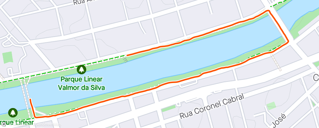Map of the activity, corrida e caminhada (livre)