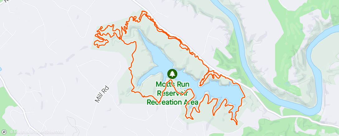 Map of the activity, Motts Run Mountain Bike Trails Fredericksburg Virginia