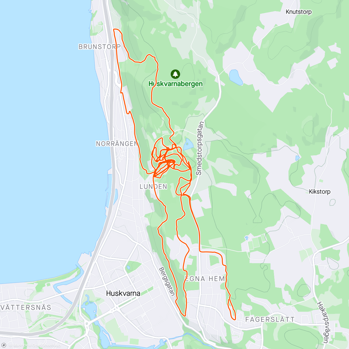 Map of the activity, Huskvarna ride