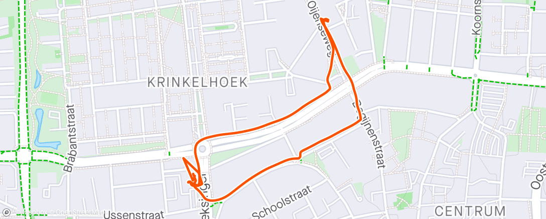 Map of the activity, Koffiestop na 100m