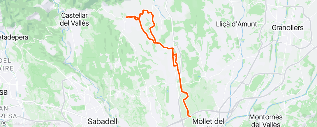 Map of the activity, Bicicleta de gravilla vespertina