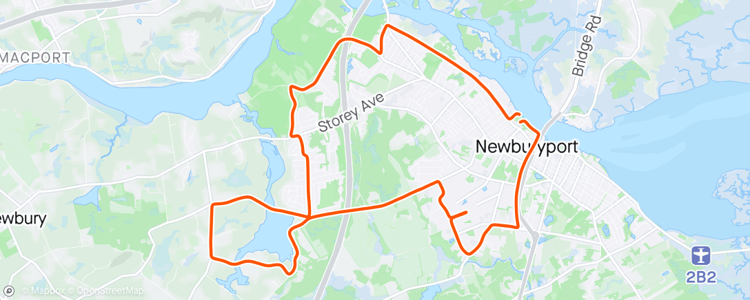 Map of the activity, Newburyport Half Marathon: 1:24:41