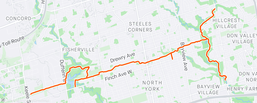 Map of the activity, Mastering the Finch Hydro Corridor: Z2 Ride