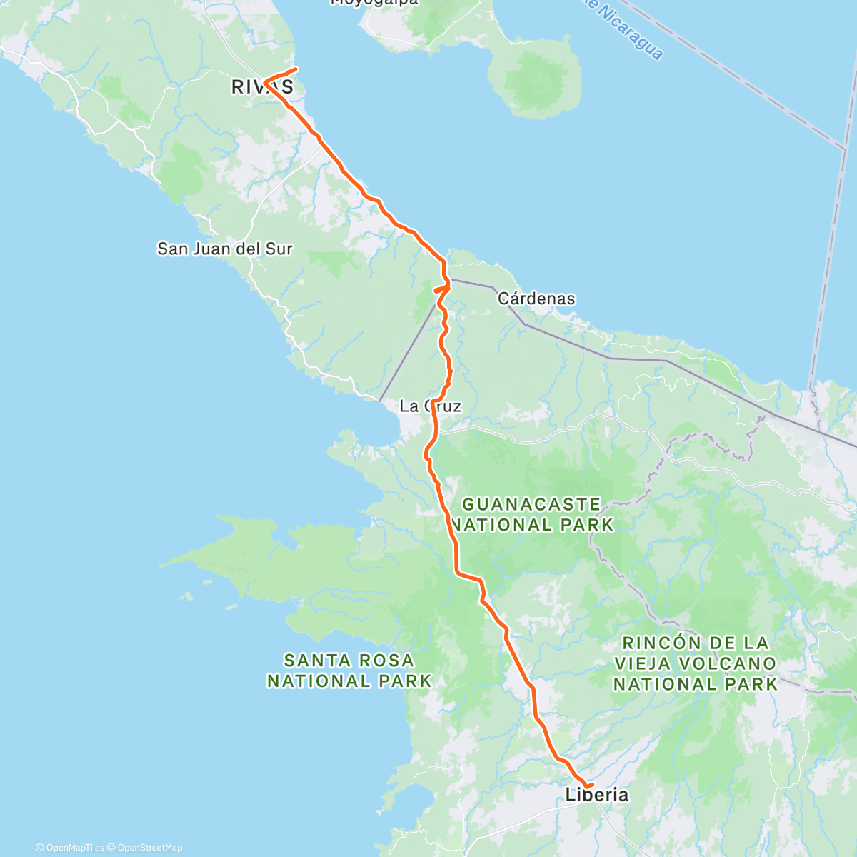 Map of the activity, CostaRagua - Day 5 - Now in Nicaragua 🇳🇮