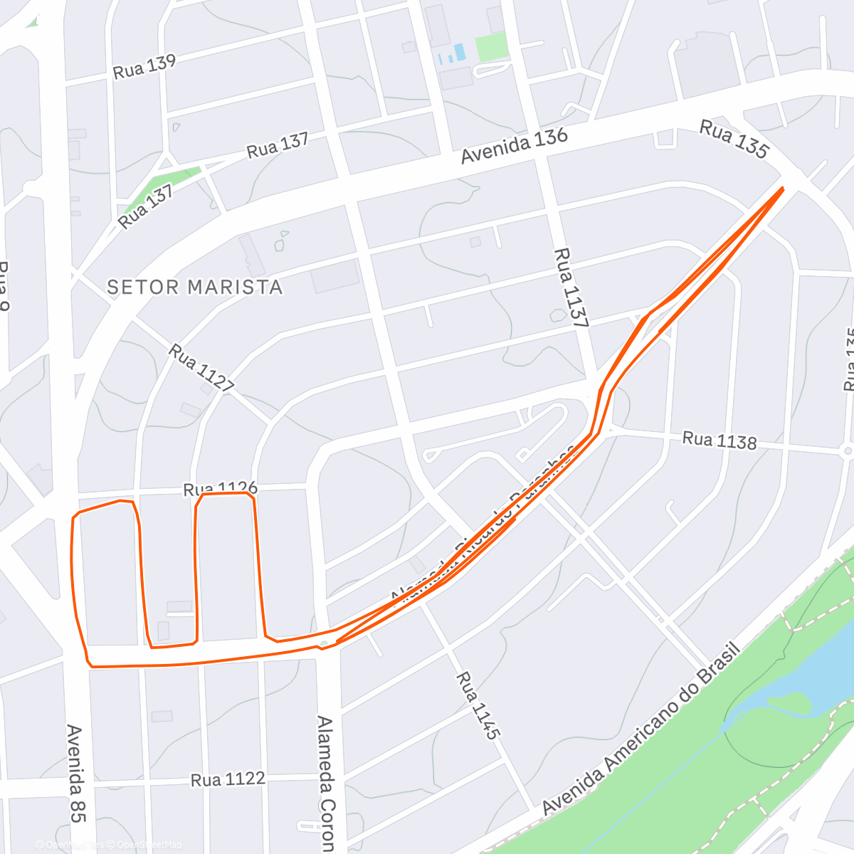 Map of the activity, Corrida matinal