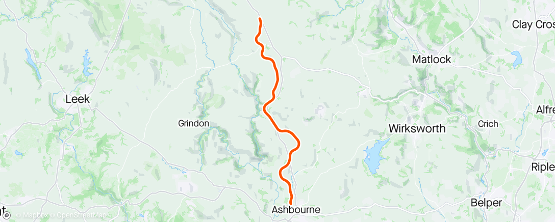 Map of the activity, Tissington Trail Marathon