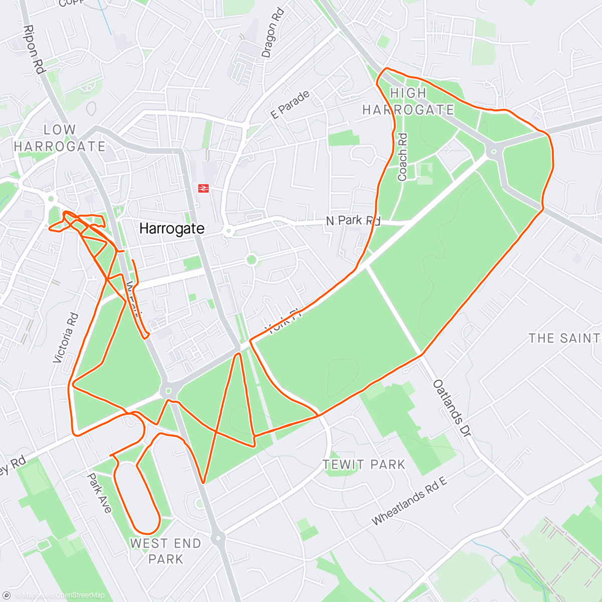 Mappa dell'attività Harrogate afternoon run