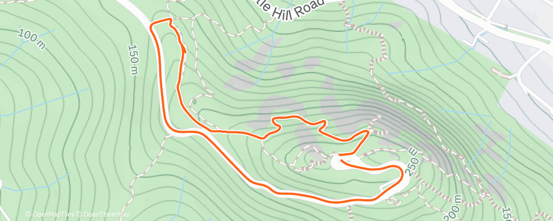 Map of the activity, Down Ladies Track, up road.
