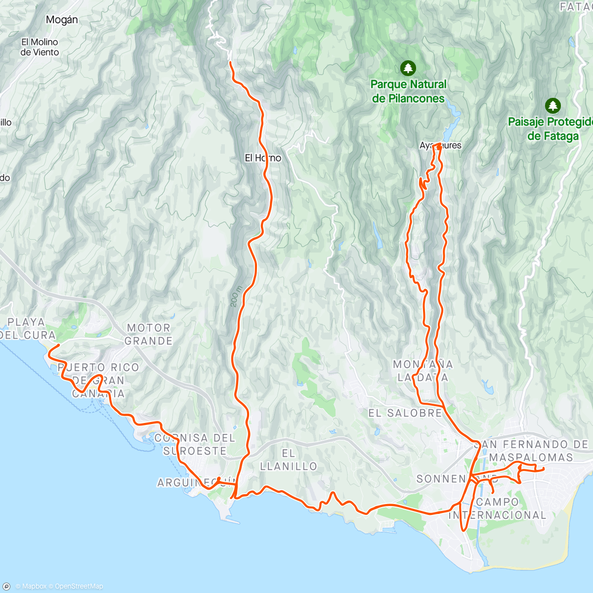 Map of the activity, Ayagaures - Pedro Gonzales - Las Filipinas - Tauro (23h)