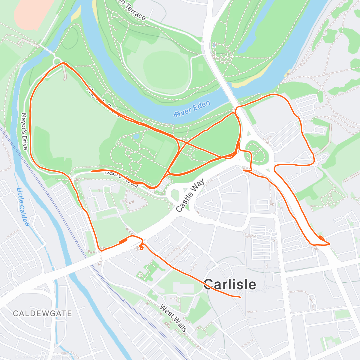 Map of the activity, Carlisle Santa Dash