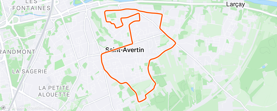 Map of the activity, Course à pied en soirée