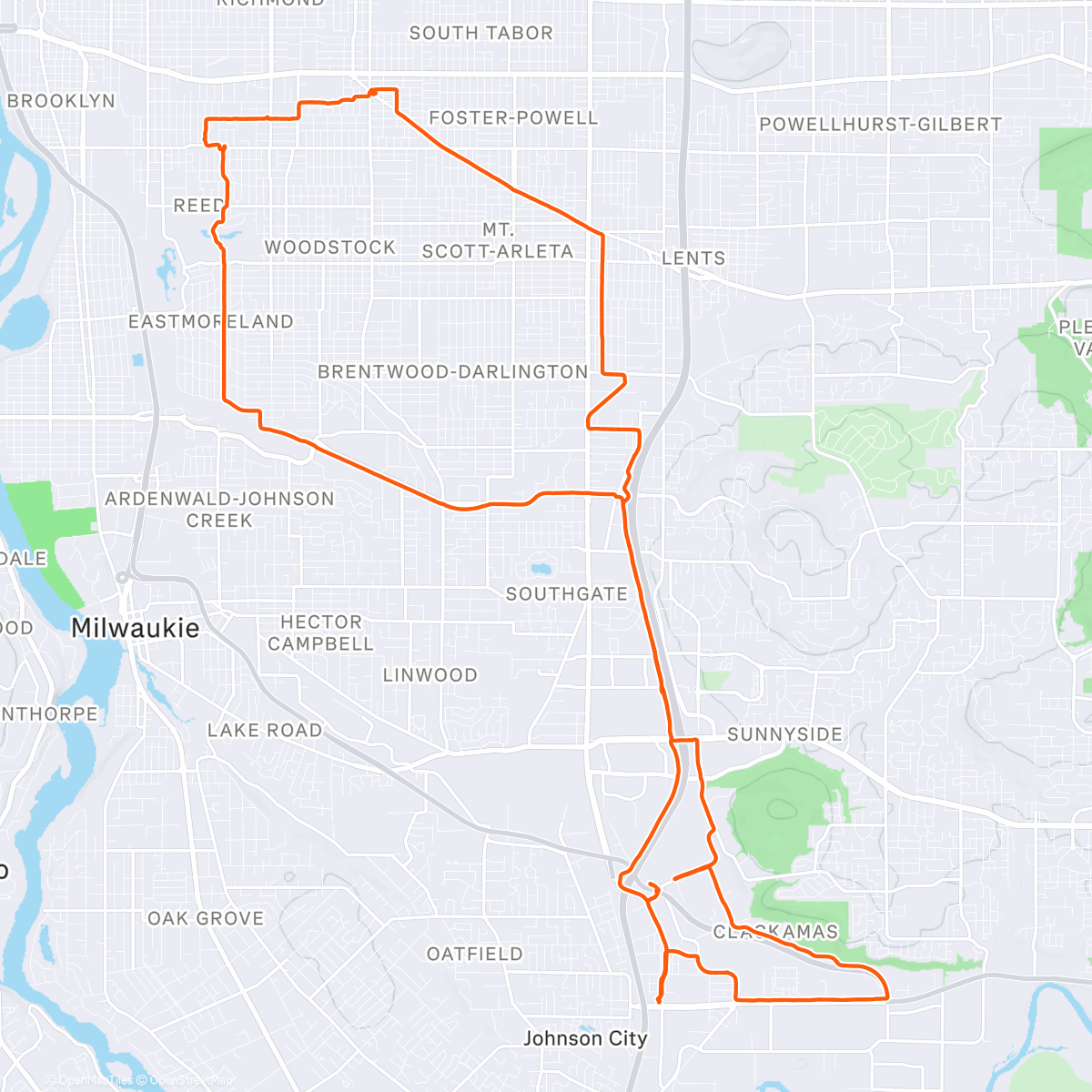 Map of the activity, Foster Night Ride