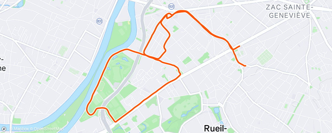 Map of the activity, Course à pied le matin