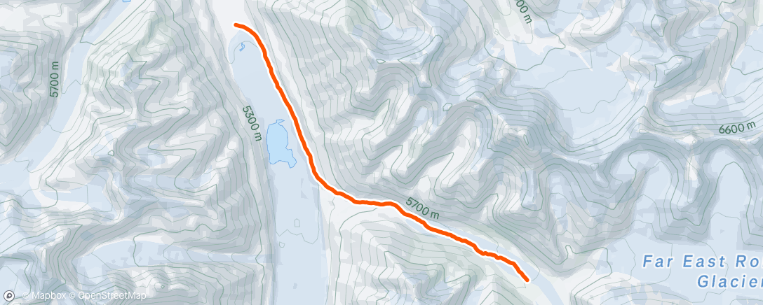 Map of the activity, BC to Interim Camp. On the move on Everest!