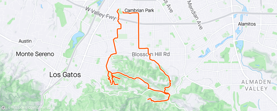 Map of the activity, Neighborhood hills, paved or gravel