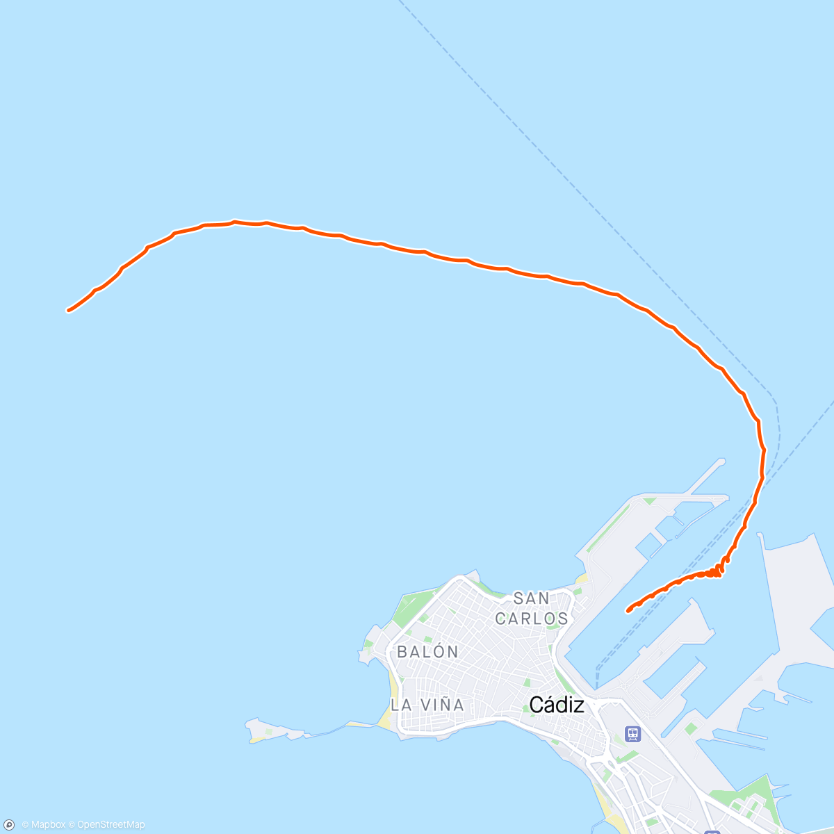 Map of the activity, Cadiz Deck loops - 44 = 10km ish 🔁