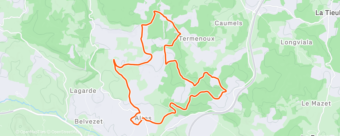 Map of the activity, Course à pied le matin.
Le trail d'Altes👍