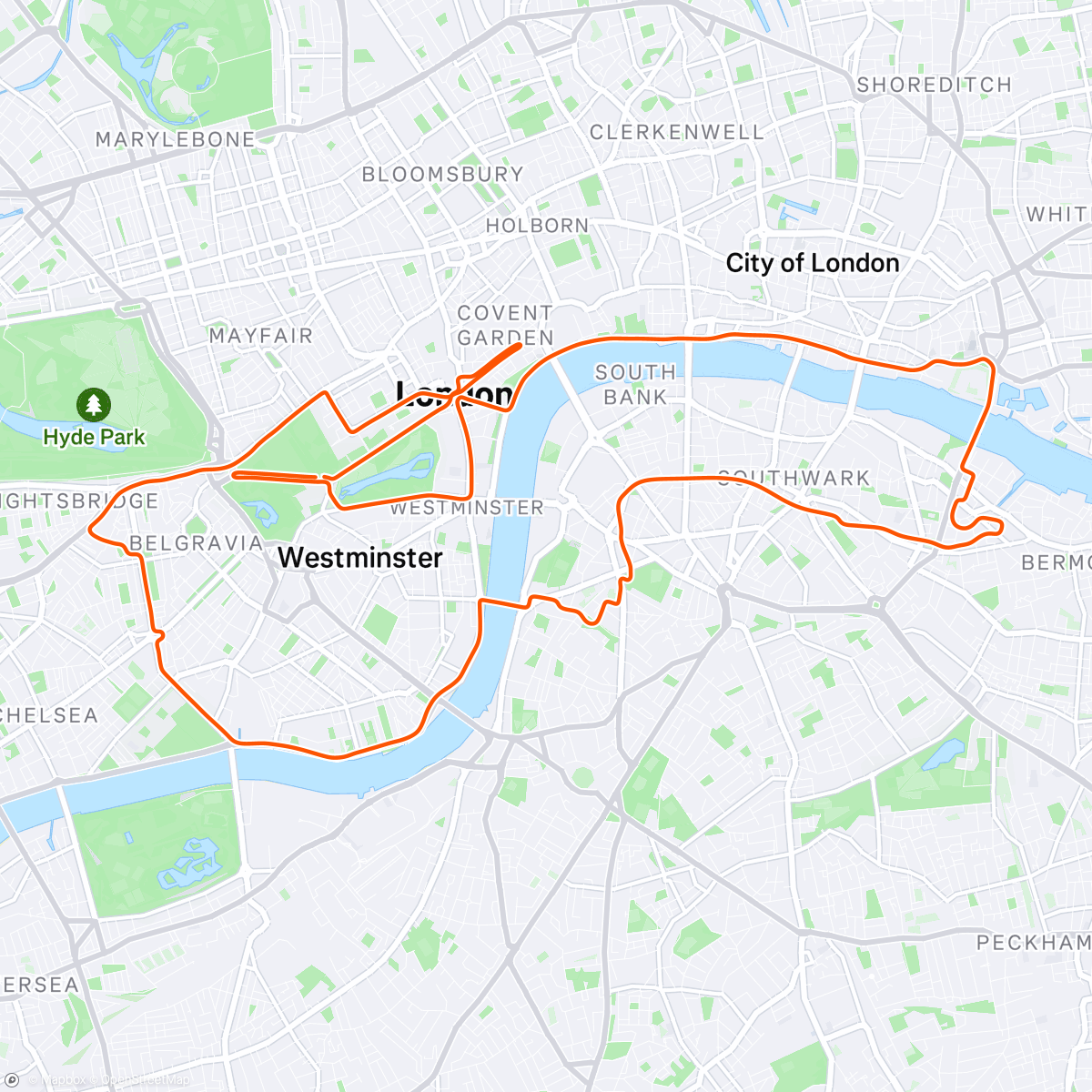 Map of the activity, Zwift - Step-Down Intervals in London