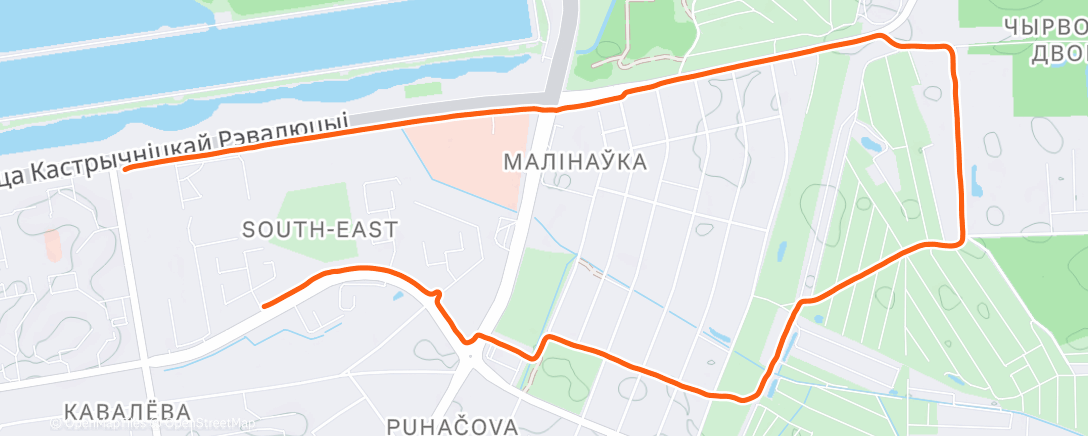 Map of the activity, Утренний забег