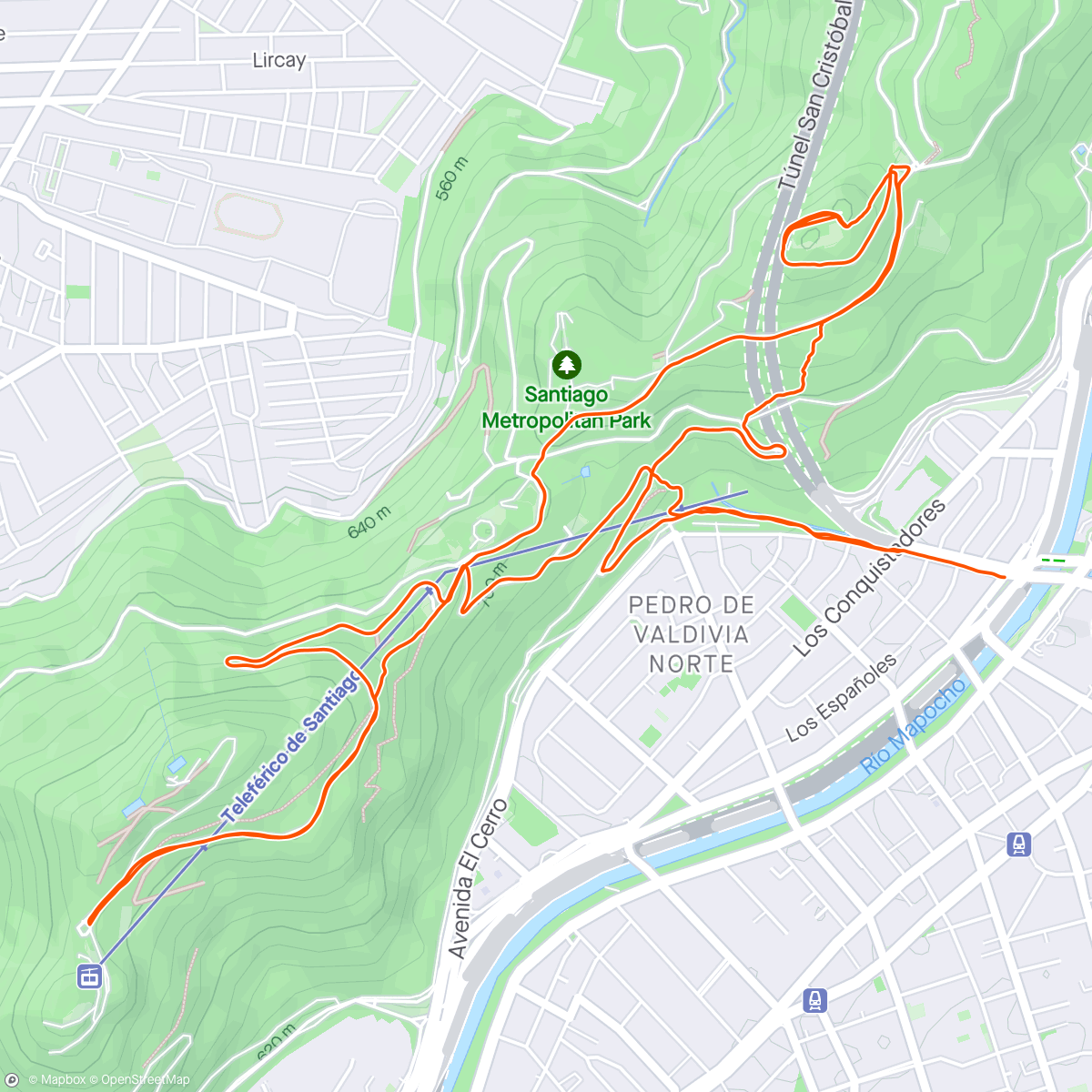 Map of the activity, Santiago 2 hills